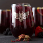 Moth Wine Glass - Platinum Silver 17oz Stemless Glassware for Elegant Sipping - Counter Couture