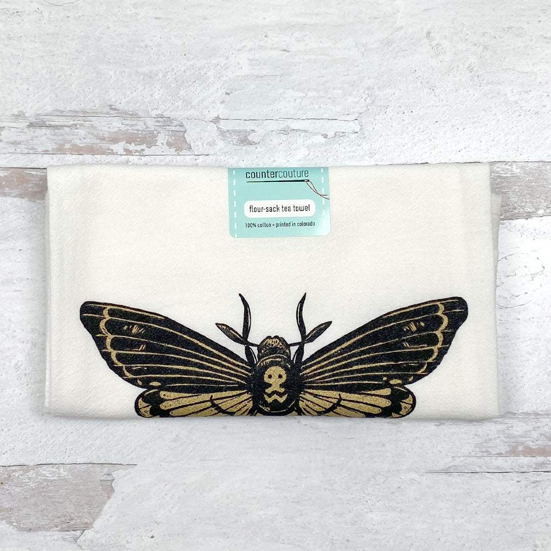Moth Printed Tea Towel - Kitchen Towel - Dish Towel - Counter Couture