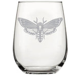 Moth Wine Glass - Platinum Silver 17oz Stemless Glassware for Elegant Sipping - Counter Couture