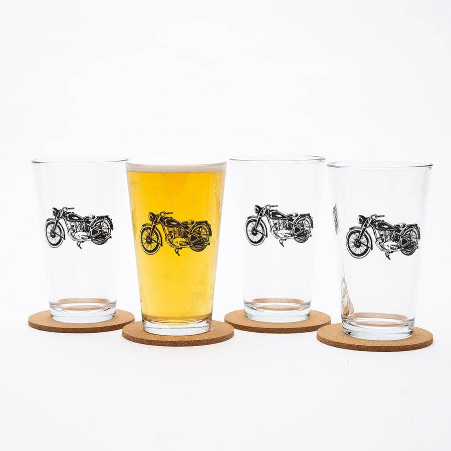 Motorcycle Beer Glasses Set of 4 -Counter Couture