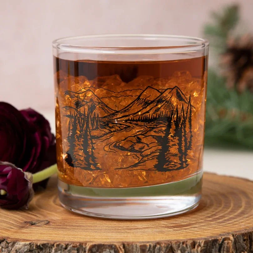 Mountain Rocks Glass - 11oz Whiskey Glass - Locally Made - Counter Couture