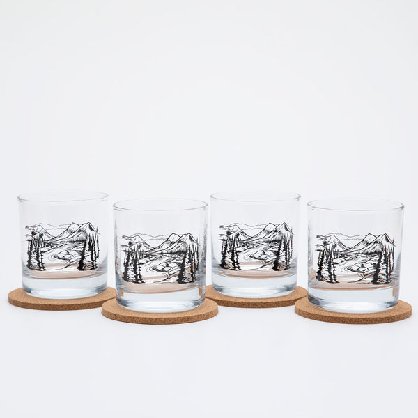 Mountains Rocks Glass Gift Set of 4-Counter Couture