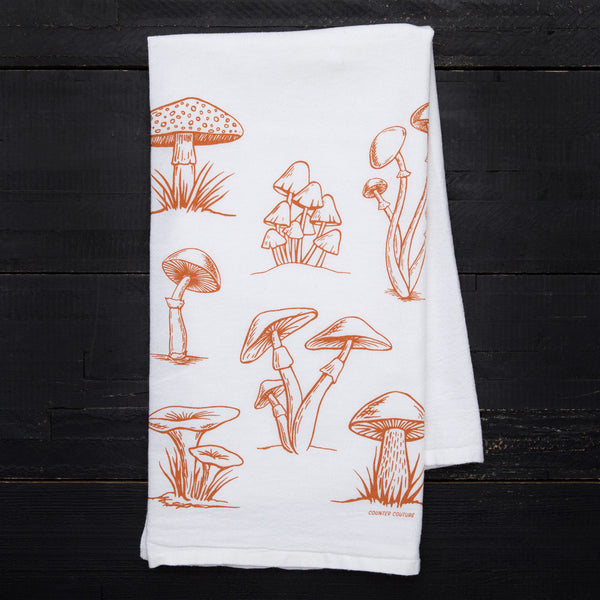 Mushroom Flour Sack Tea Towel - Hand Towel - Home Decor - Housewarming Gift - Counter Couture