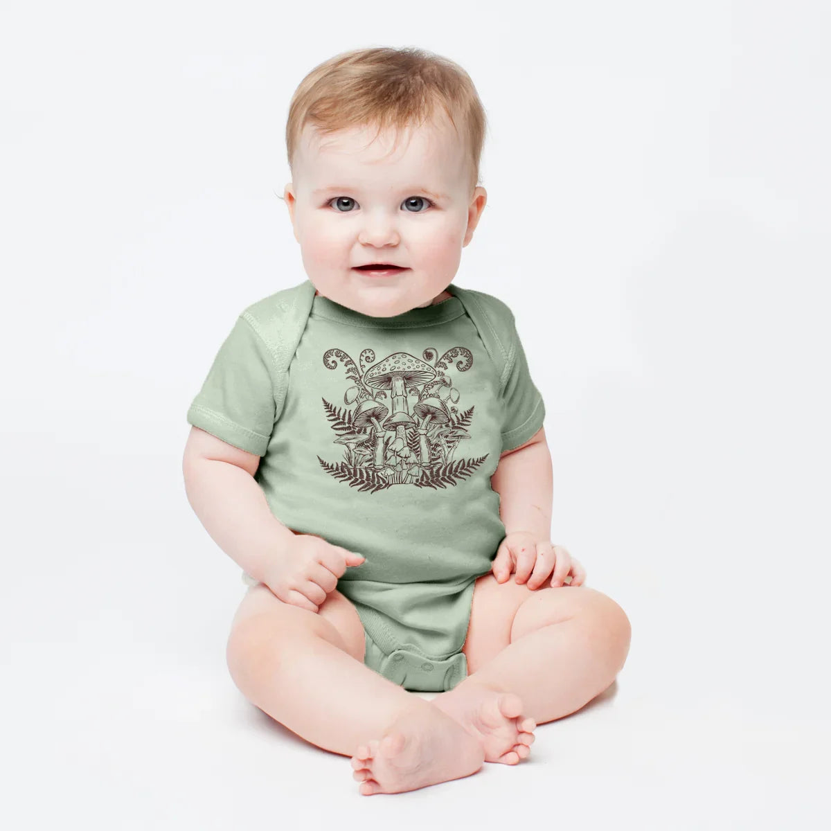 Mushroom Baby Bodysuit - Eco-Friendly, Hand-Drawn, 3-18 Months - Counter Couture