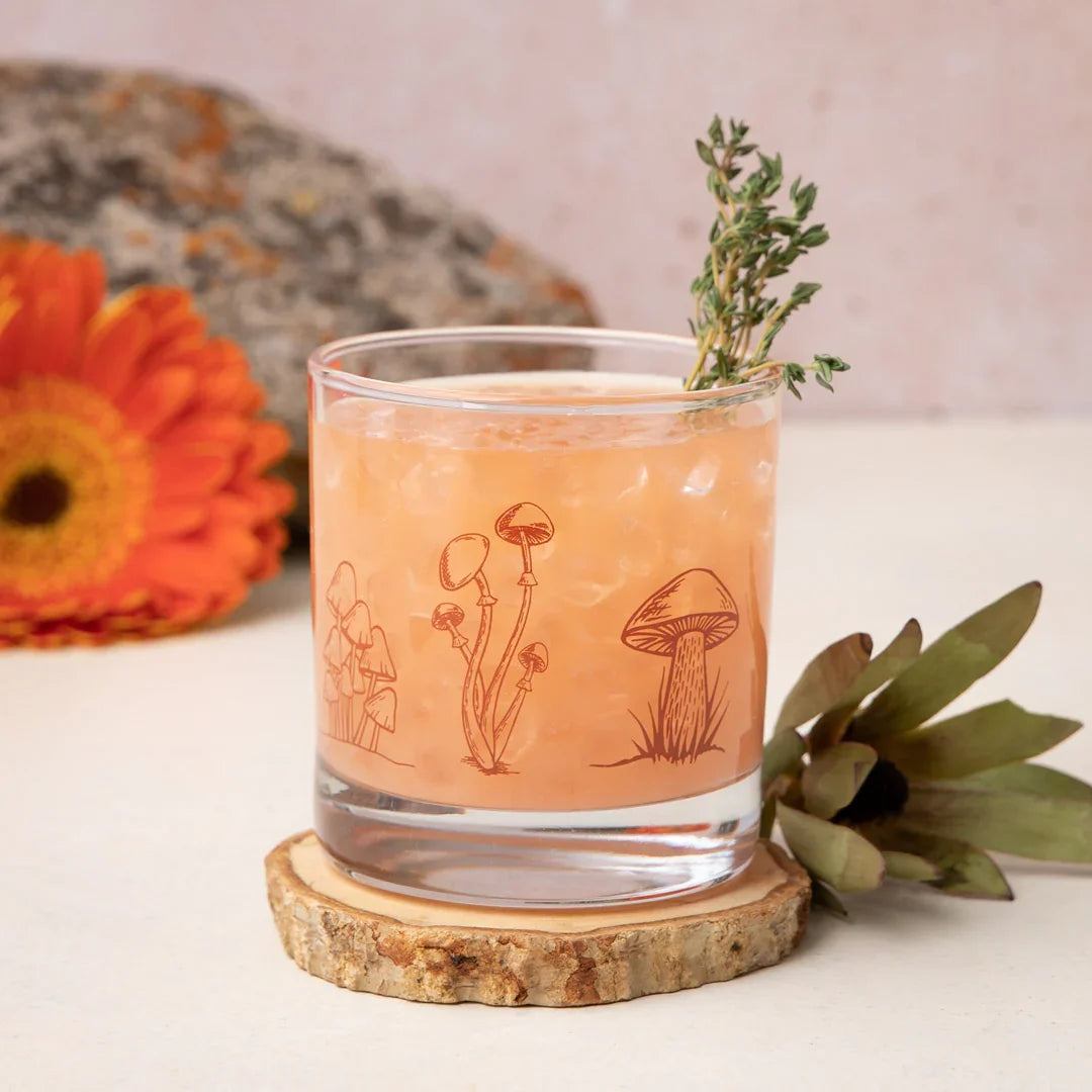 Mushroom Rocks Glass - 11oz Whiskey Glass - 100% Lead Free - Counter Couture