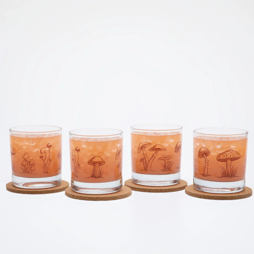 Mushroom Rocks Glass - 11oz Whiskey Glass - 100% Lead Free - Counter Couture