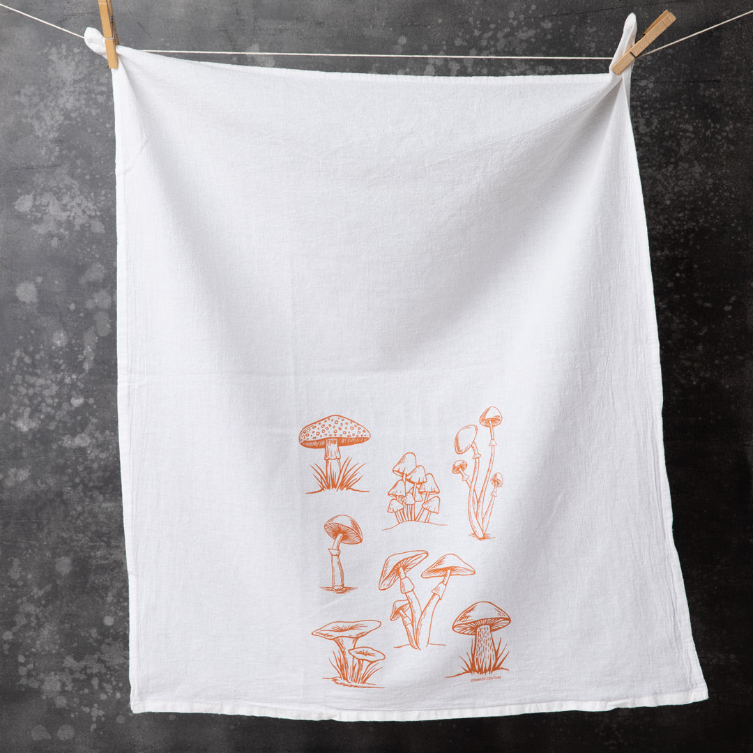 Mushroom and Herb Tea Towel Set - Set of 2, Eco-Friendly, Hand-Made - Counter Couture