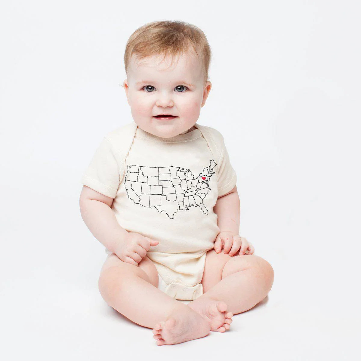 Map Baby Bodysuit - Natural, Customizable, State Pride - Counter Couture
