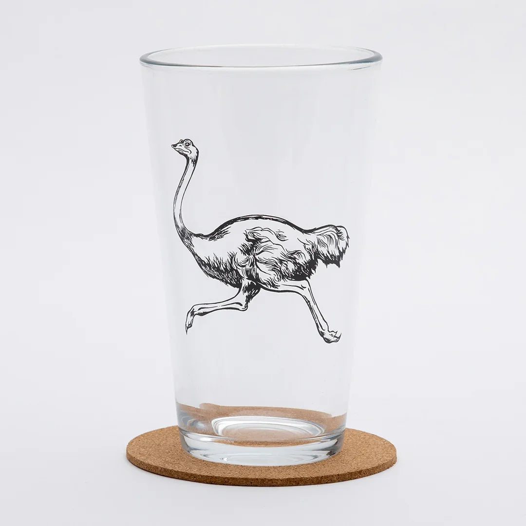 Ostrich Pint Glass - 16oz Beer Glass - Locally Made - Counter Couture