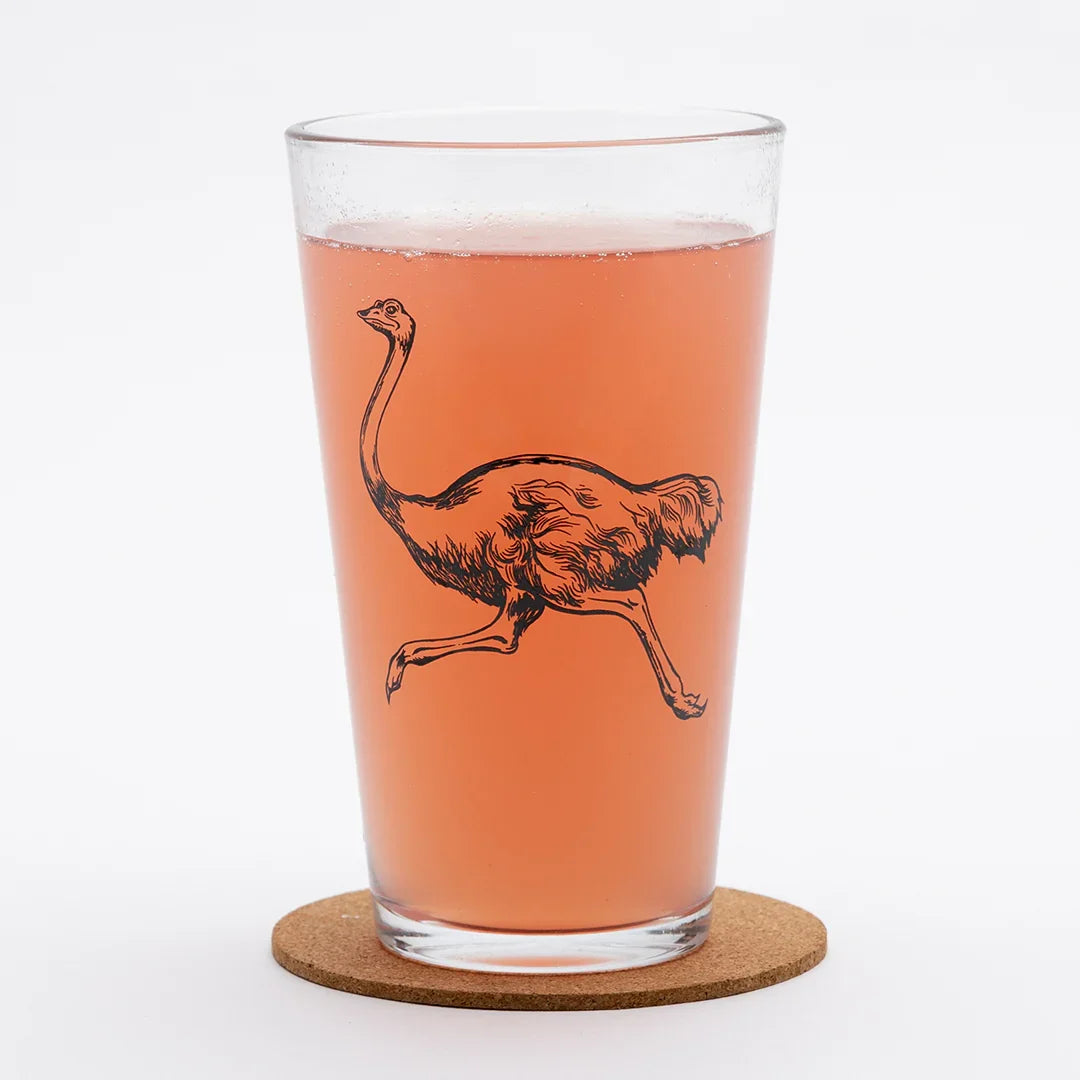 Ostrich Pint Glass - 16oz Beer Glass - Locally Made - Counter Couture