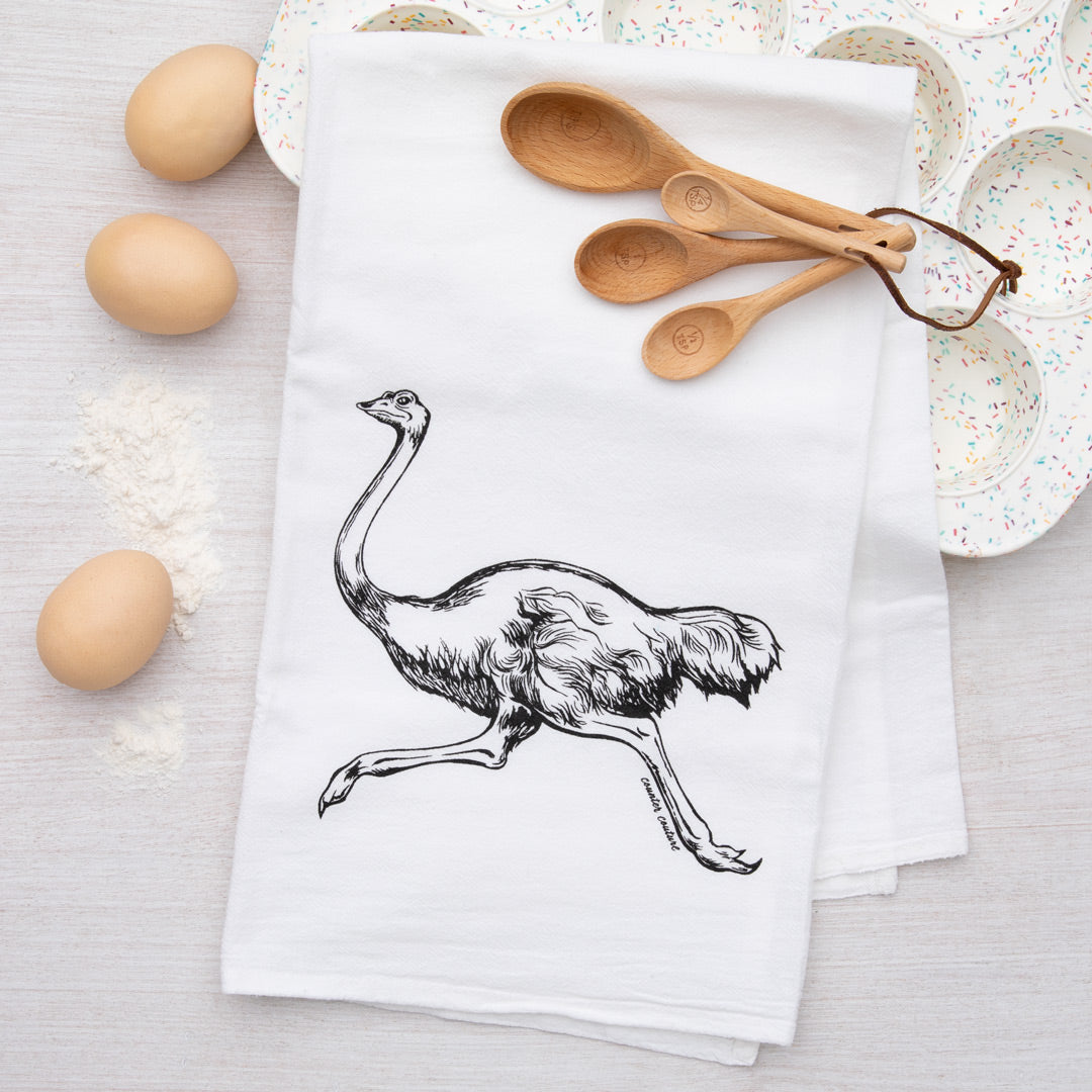 Ostrich Flour Sack Tea Towel - Home Decor - Dish Towel - Housewarming Gift - Counter Couture