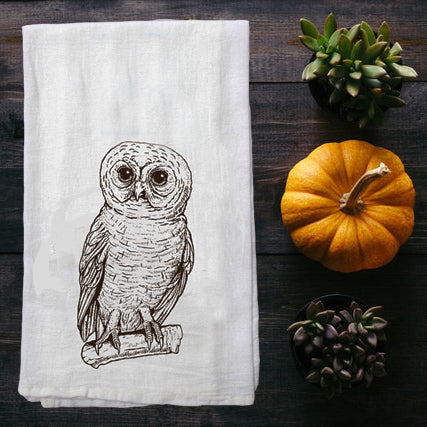 Owl Flour Sack Towel - Eco-Friendly, Hand-Drawn Design - Counter Couture