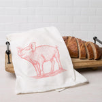 Pig Flour Sack Towel - Eco-Friendly, Hand-Drawn Design, Prize Pig - Counter Couture
