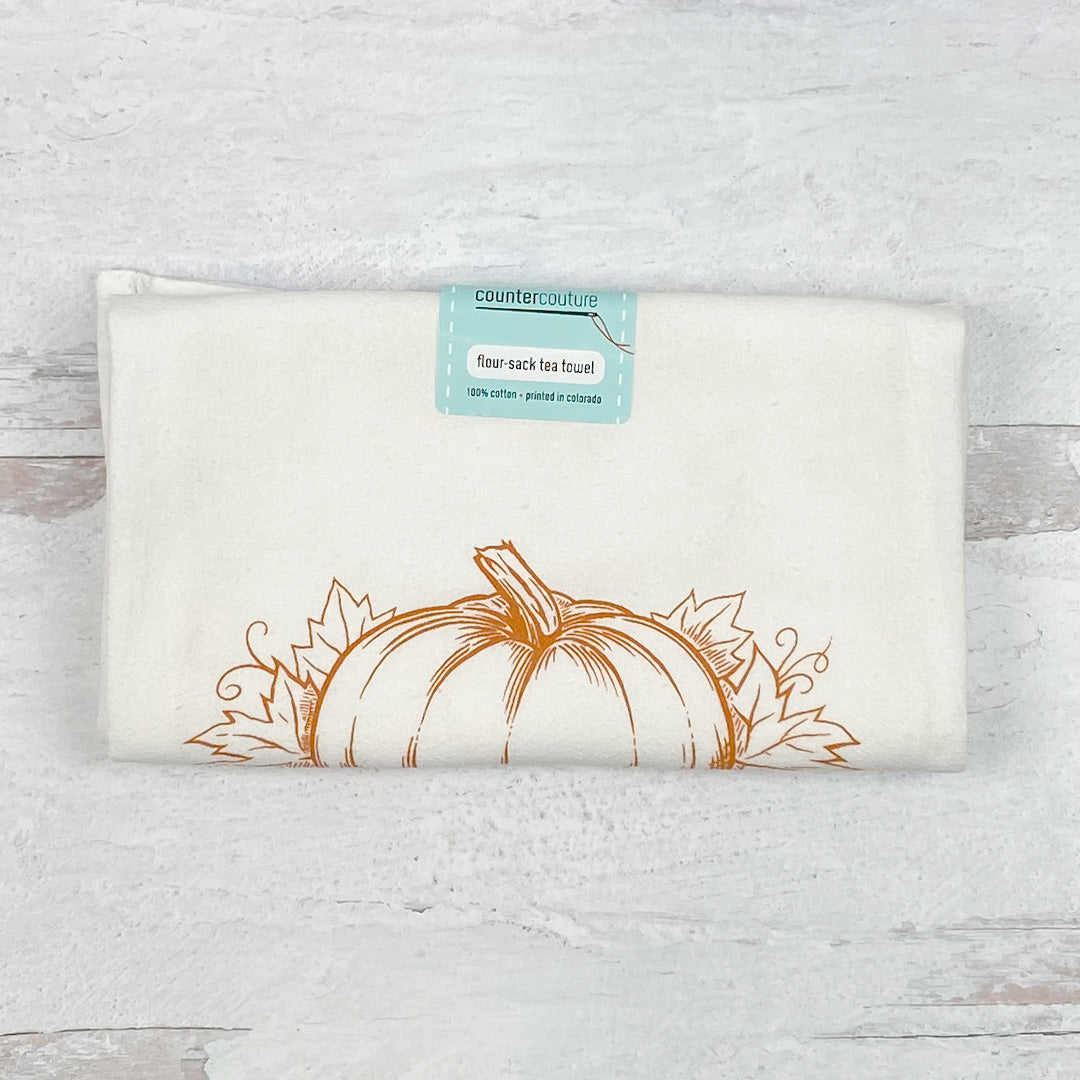 Pumpkin Printed Tea Towel - Botanical Towel - Housewarming Gift - Counter Couture