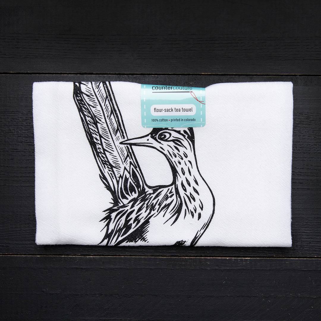 Roadrunner Flour Sack Towel - Eco-friendly, Hand-Drawn - Counter Couture