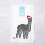 Santa Alpaca Flour Sack Towel - Eco-Friendly, Hand-Drawn - Counter Couture