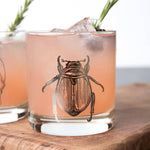 Scarab Beetle Rocks Glass - Platinum Silver Whiskey Glass - Counter Couture