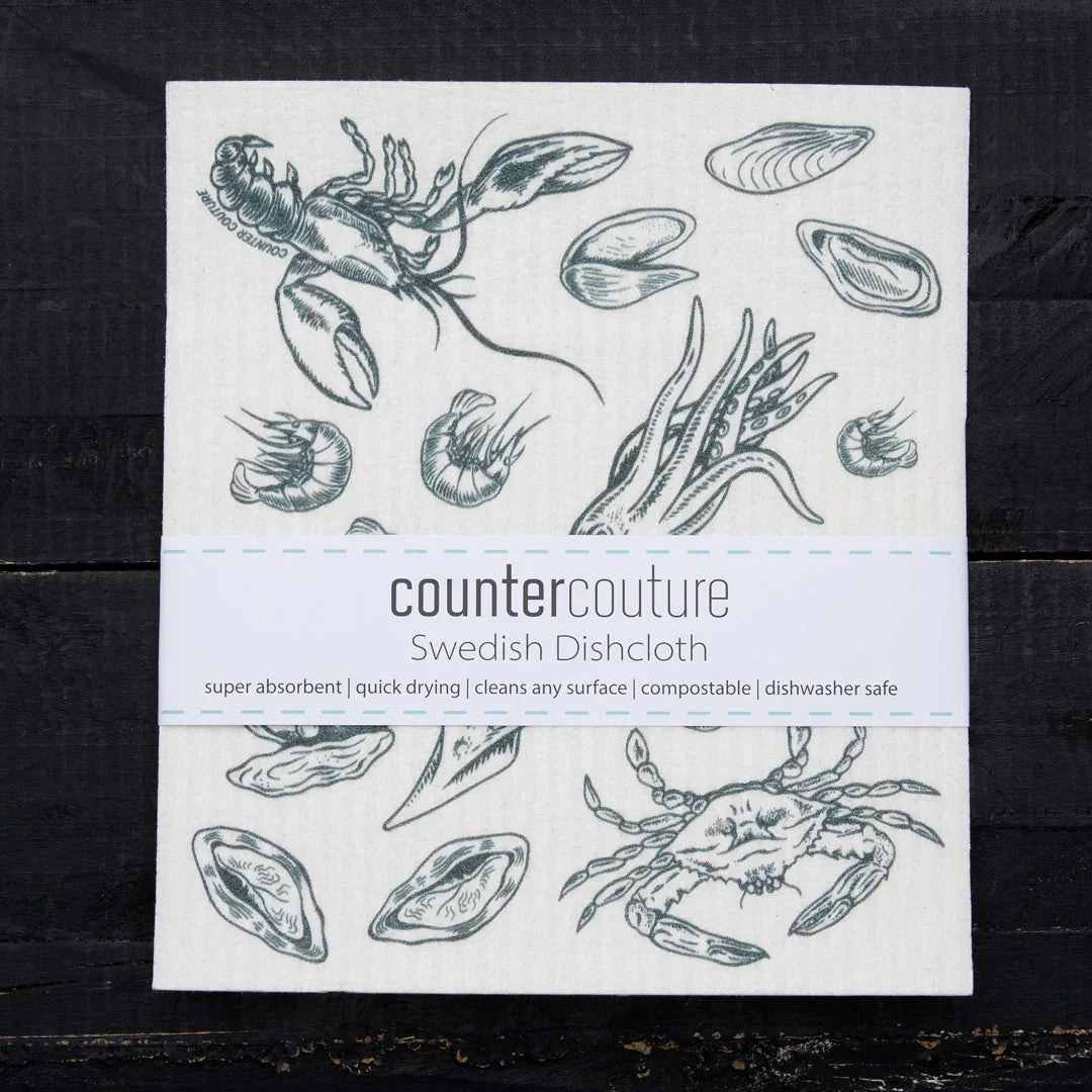 Seafood Swedish Dish Cloth - Eco-Friendly & Biodegradable - Counter Couture