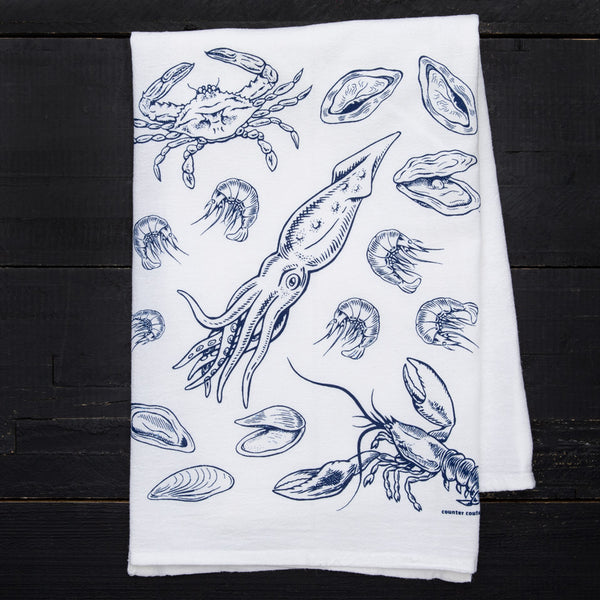 Seafood Printed Tea Towel - Host/Hostess Gift - Dish Towel - Counter Couture 