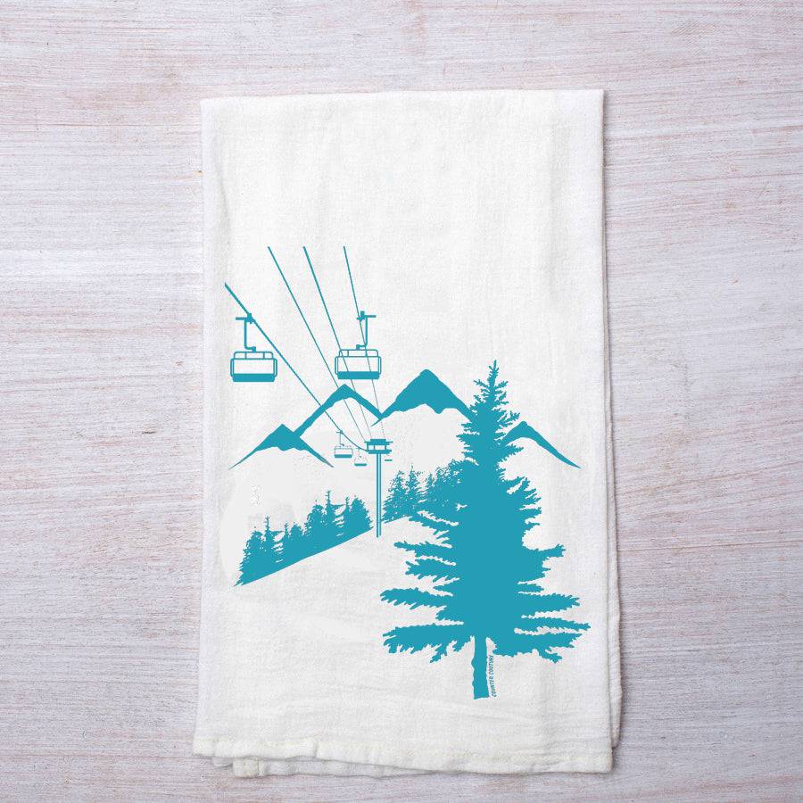 Ski Lift Flour Sack Towel - Eco-Friendly, Hand-Drawn - Counter Couture