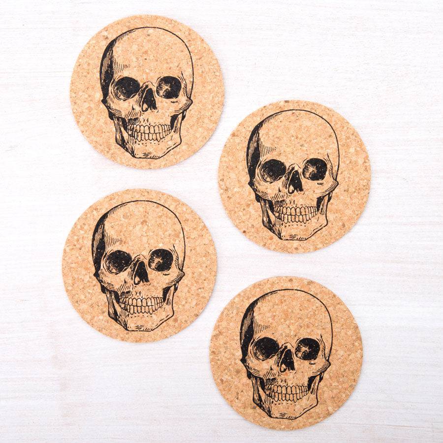 Skull Cork Coasters-Counter Couture