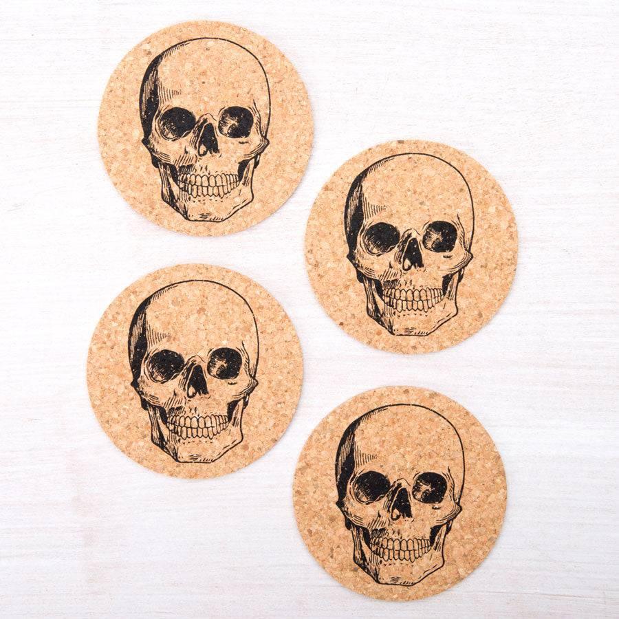 Skull Cork Coaster - Hand-Printed - Eco-Friendly - Locally Made - Counter Couture