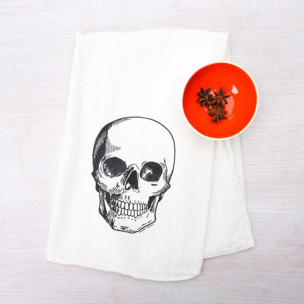 Skull Flour Sack Towel - Dish Towel - Kitchen Towel - Hand Towel - Counter Couture