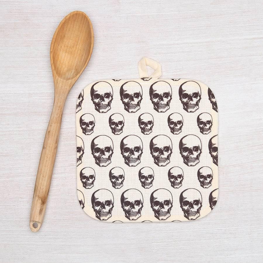 Skull Potholder - Unique 8” x 8” Heat Resistant Kitchen Accessory, Machine Washable - Counter Couture