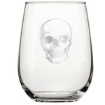 Skull Stemless Wine Glass - Platinum Silver Finish - 17 oz Glass - Counter Couture