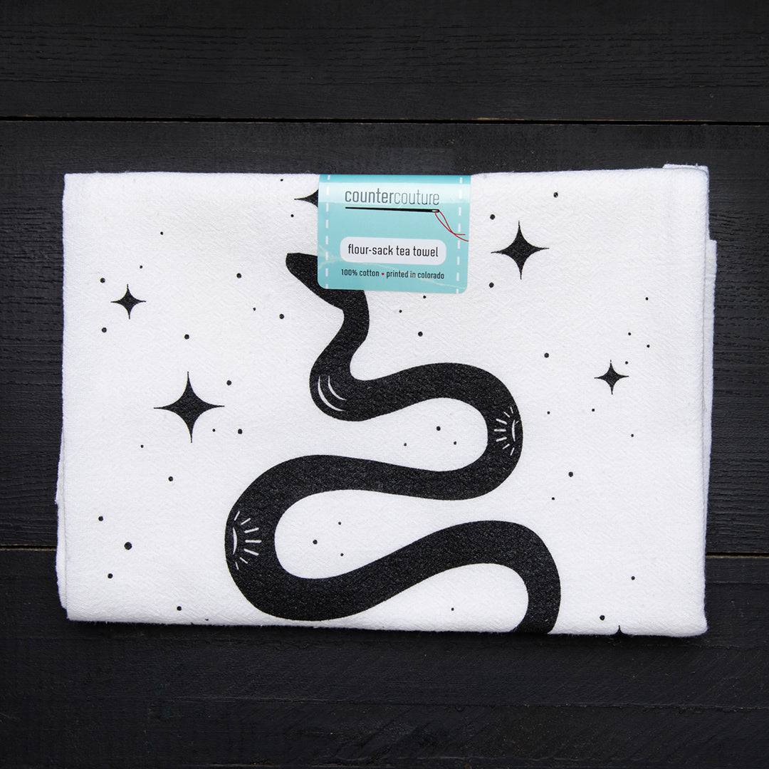 Snake Flour Sack Towel - Eco-Friendly | Hand-Drawn - Counter Couture