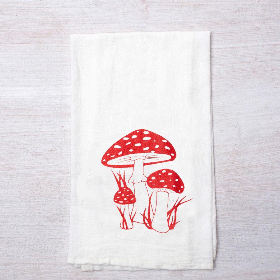 Toadstool Printed Tea Towel - Botanical Towel - Cottagecore Kitchen - Host/Hostess Gift - Counter Couture