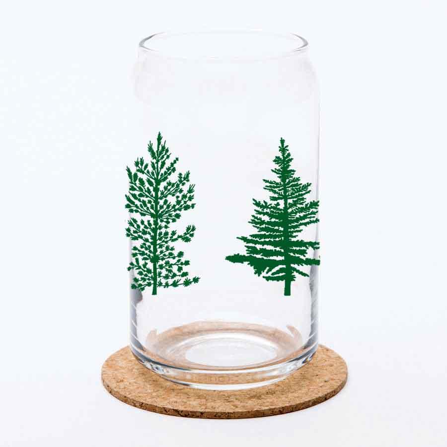 Trees Beer Can Glass - 16 Oz, Eco-Friendly, Hand-Drawn - Counter Couture