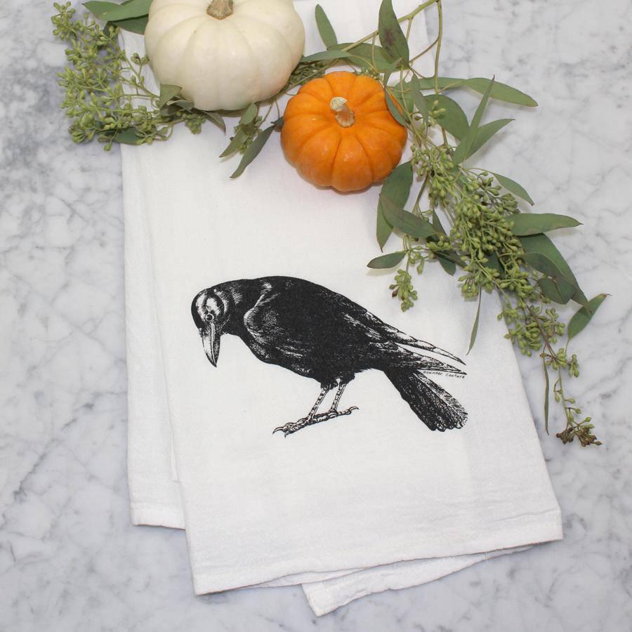 Crow Flour Sack Towel - Eco-Friendly | Hand-Drawn - Counter Couture