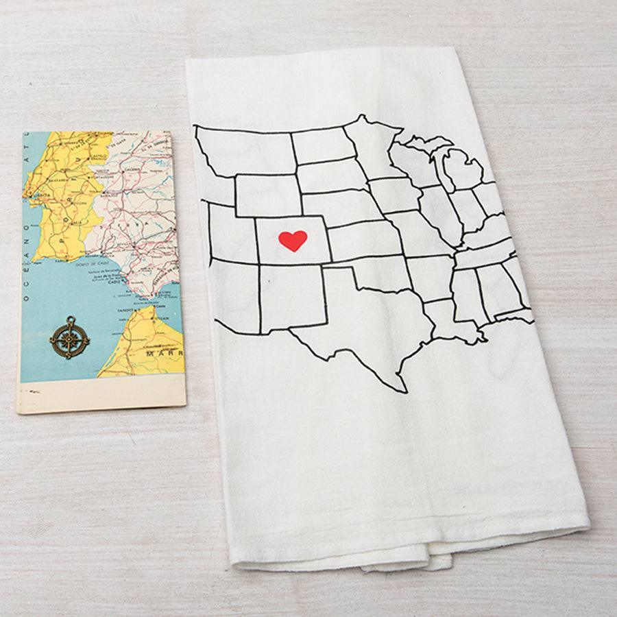 Map State Pride Flour Sack Towel - Customizable, Eco-Friendly - Counter Couture