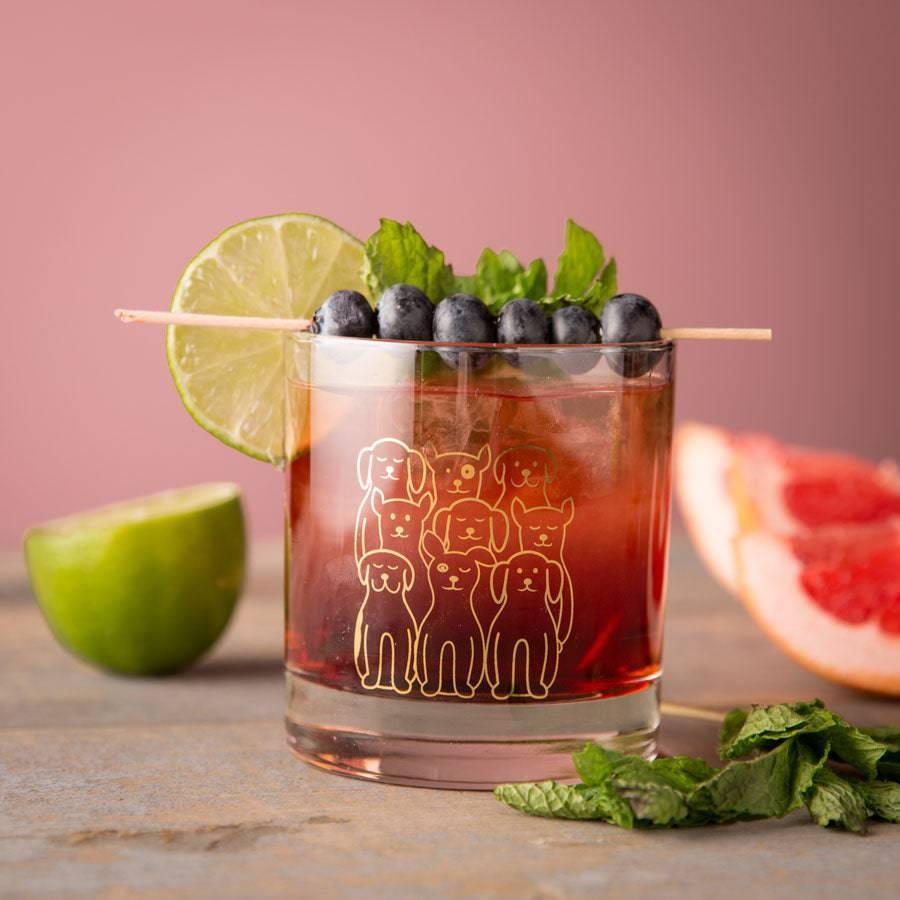 Dogs Rocks Glass - 11oz Whiskey Glass - Dogs on Dogs - Counter Couture