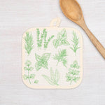 Herbs Potholder with Heat Resistant Backing, Unique Kitchen Accessory, Machine Washable, 8"x8" - Counter Couture